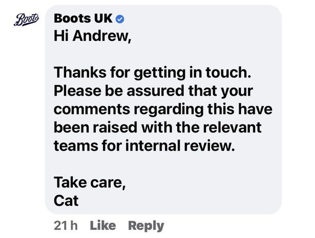 Boots replies to Andrew Whiting who complained its ad featured sex toys